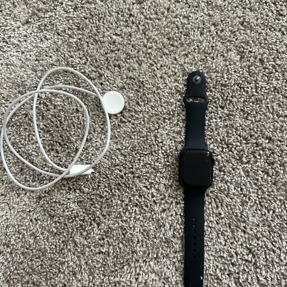 Series 7, 45mm Black Apple Watch with Charger